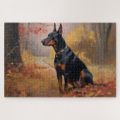 Doberman in de herfst laat Herfst inspireren Legpuzzel (Horizontaal)