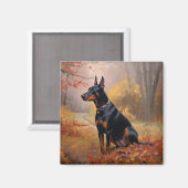 Doberman in de herfst laat Herfst inspireren Magneet (Voorkant / Achterkant)