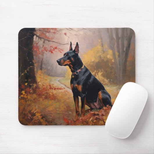 Doberman in de herfst laat Herfst inspireren Muismat (Met muis)