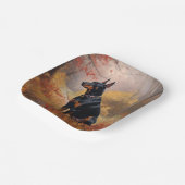 Doberman in de herfst laat Herfst inspireren Papieren Bordje (Gebogen)