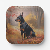 Doberman in de herfst laat Herfst inspireren Papieren Bordje (Voorkant)