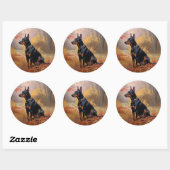 Doberman in de herfst laat Herfst inspireren Ronde Sticker (Vel)