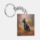 Doberman in de herfst laat Herfst inspireren Sleutelhanger (Voorkant Links)