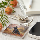 Doberman in de herfst laat Herfst inspireren Sleutelhanger (Voorkant Rechts)