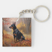 Doberman in de herfst laat Herfst inspireren Sleutelhanger (Achterkant)