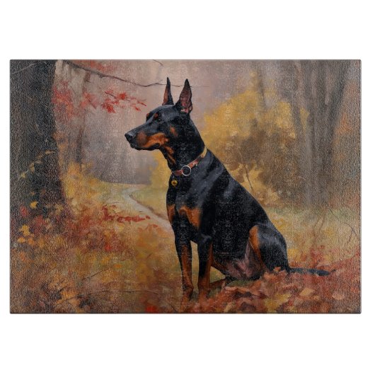 Doberman in de herfst laat Herfst inspireren Snijplank (Voorkant)