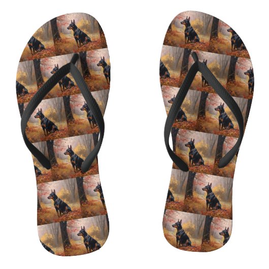 Doberman in de herfst laat Herfst inspireren Teenslippers (Voetbed)