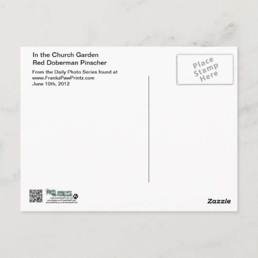 Doberman - In de kerktuin Briefkaart (Achterkant)