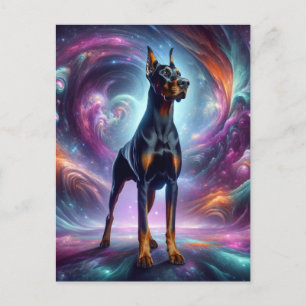 Doberman in de kosmos briefkaart
