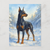 Doberman in de wintersneeuw briefkaart (Voorkant)
