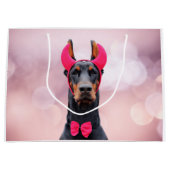 Doberman in Devil Costume Groot Cadeauzakje (Voorkant)