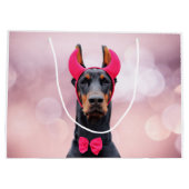 Doberman in Devil Costume Groot Cadeauzakje (Achterkant)