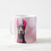 Doberman in Devil Costume Koffiemok (Voorkant links)