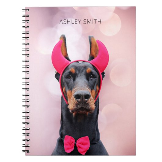 Doberman in Devil Costume Notitieboek (Voorkant)
