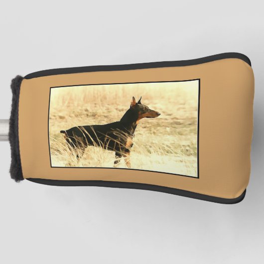 Doberman in Dry Reeds Painting Afbeelding Golfheadcover (Voorkant)