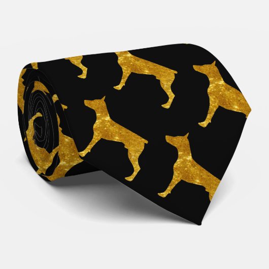 Doberman in Gold Stropdas (Opgerold)