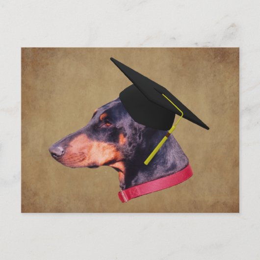 Doberman In Graduation Cap Funny Dog Personalized Briefkaart (Voorkant)