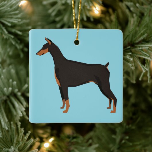 Doberman Keramisch Ornament (Boom)