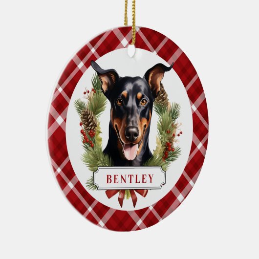 Doberman keramische cirkel Ornament (Rechts)