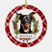 Doberman keramische cirkel Ornament (Voorkant)