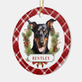Doberman keramische cirkel Ornament (Links)