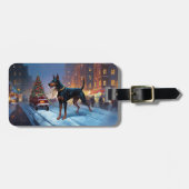 Doberman Kerst Feestelijk Seizoen Bagagelabel (Voorkant horizontaal)