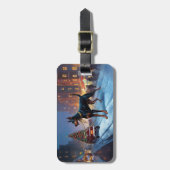 Doberman Kerst Feestelijk Seizoen Bagagelabel (Voorkant verticaal)