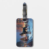 Doberman Kerst Feestelijk Seizoen Bagagelabel (Achterkant verticaal)