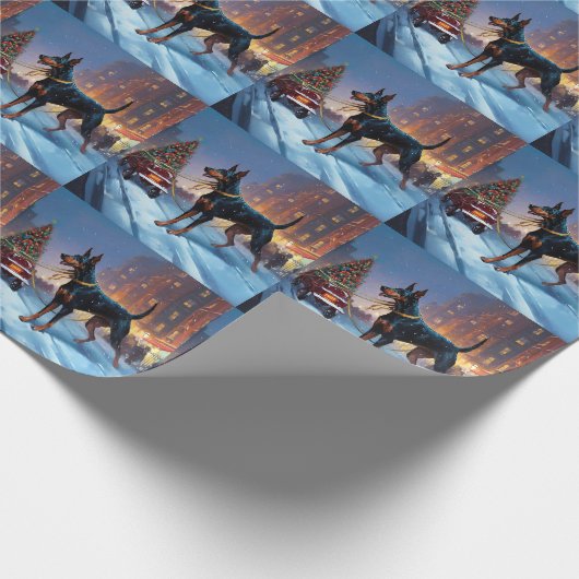 Doberman Kerst Feestelijk Seizoen Cadeaupapier (Hoek)