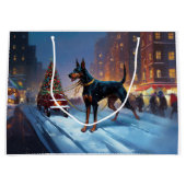 Doberman Kerst Feestelijk Seizoen Groot Cadeauzakje (Voorkant)