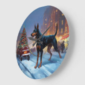 Doberman Kerst Feestelijk Seizoen Grote Klok (Hoek)