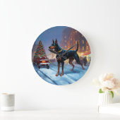 Doberman Kerst Feestelijk Seizoen Grote Klok (Huis)