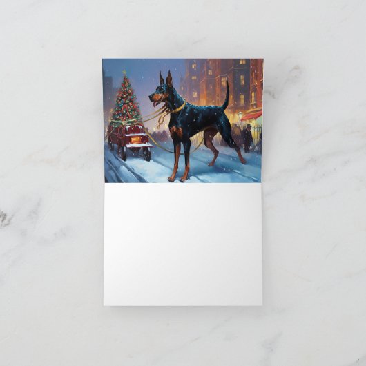 Doberman Kerst Feestelijk Seizoen Kaart (Binnen)