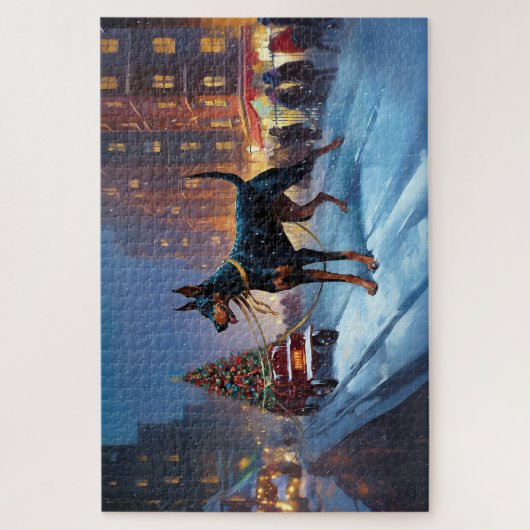 Doberman Kerst Feestelijk Seizoen Legpuzzel (Verticaal)