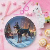 Doberman Kerst Feestelijk Seizoen Papieren Bordje (Feest)