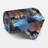 Doberman Kerst Feestelijk Seizoen Stropdas (Opgerold)