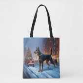 Doberman Kerst Feestelijk Seizoen Tote Bag (Voorkant)