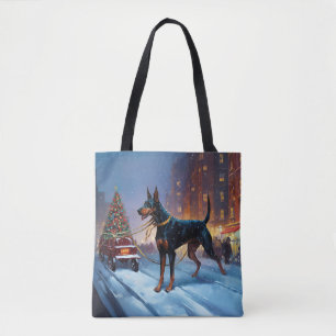 Doberman Kerst Feestelijk Seizoen Tote Bag