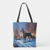 Doberman Kerst Feestelijk Seizoen Tote Bag (Achterkant)