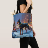 Doberman Kerst Feestelijk Seizoen Tote Bag (Dichtbij)