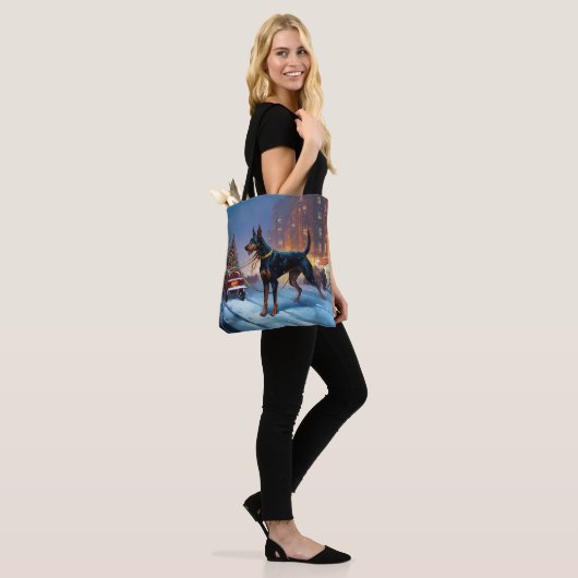 Doberman Kerst Feestelijk Seizoen Tote Bag (Op model)