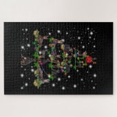 Doberman kerstboom bedekt door vlieglicht legpuzzel (Horizontaal)