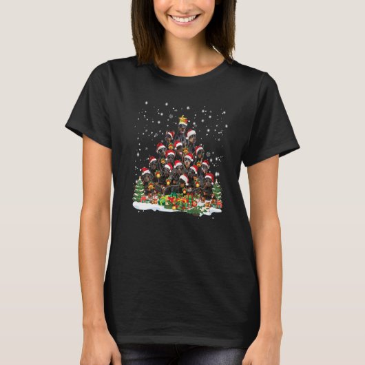 Doberman kerstboom Santa Hat Ugly Sweater Dog T-shirt (Voorkant)