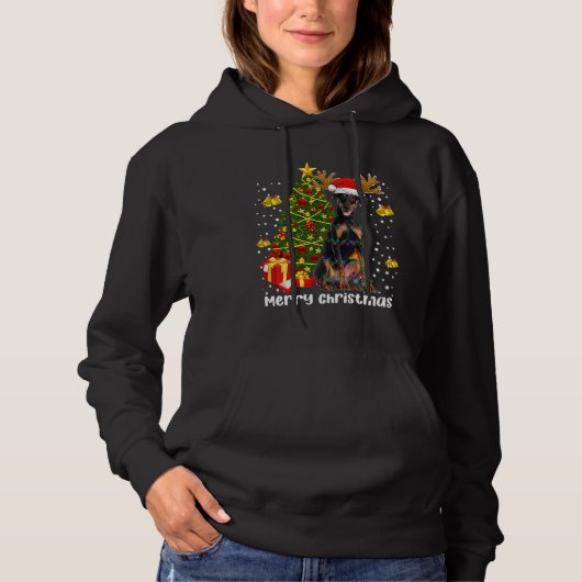 Doberman-kerstboomluiden Hoodie (Voorkant)
