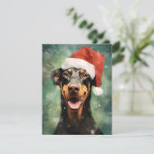Doberman Kerstborstel schilderen kunstwerk Feestdagenkaart (Staand voorkant)