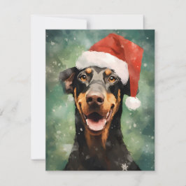 Doberman Kerstborstel schilderen kunstwerk Feestdagenkaart