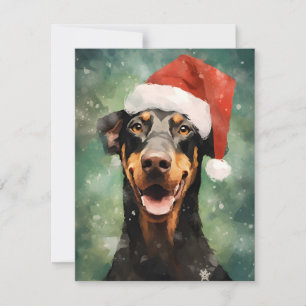 Doberman Kerstborstel schilderen kunstwerk Feestdagenkaart