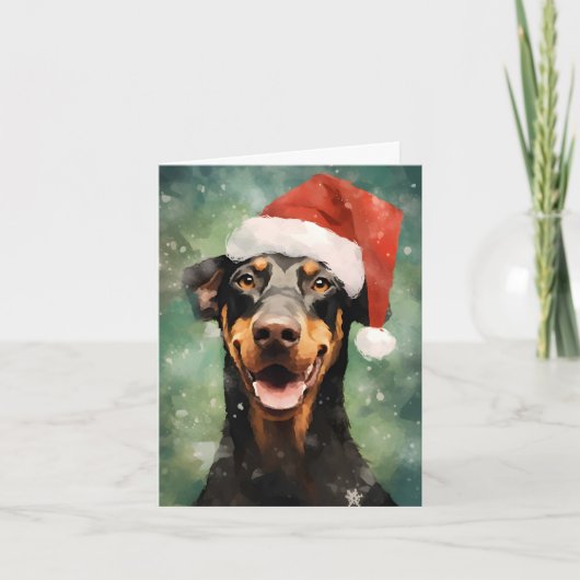 Doberman Kerstborstel schilderen kunstwerk Kaart (Voorkant)