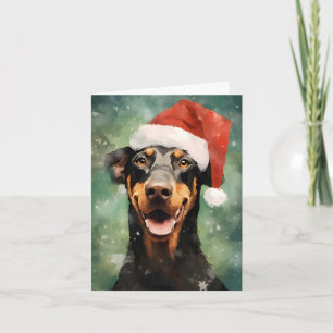 Doberman Kerstborstel schilderen kunstwerk Kaart