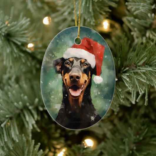 Doberman Kerstborstel schilderen kunstwerk Keramisch Ornament (Boom)